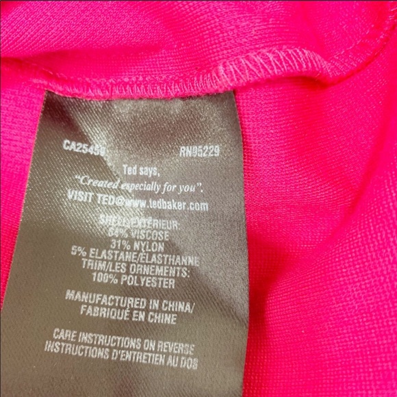 Ted Baker ‘Just For You’ Fuchsia Bodycon Mini Dress 🌺 Sz0 - Picture 5 of 8